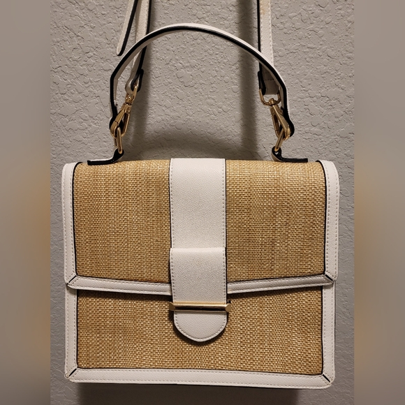 ALDO Straw Satchel with White Trim - Women’s Crossbody - Picture 4 of 14